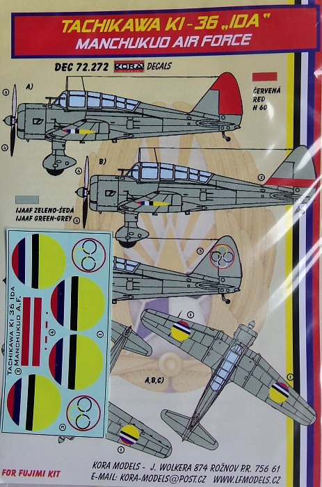 Kora Model DEC72272 Tachikawa Ki-36 IDA (Manchukuo AF) декали декали 1/72