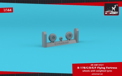 Armory ARAW14321 Boeing B-17B/C/D/E/F Flying Fortress wheels with weighted tyres, for ANI, CFR kits 1/144