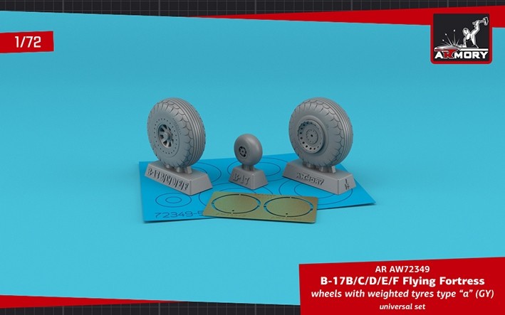 Armory ARAW72349 Boeing B-17B/B-17C/B-17D/B-17E/B-17F Flying Fortress wheels with weighted tyres type "a" 1/72