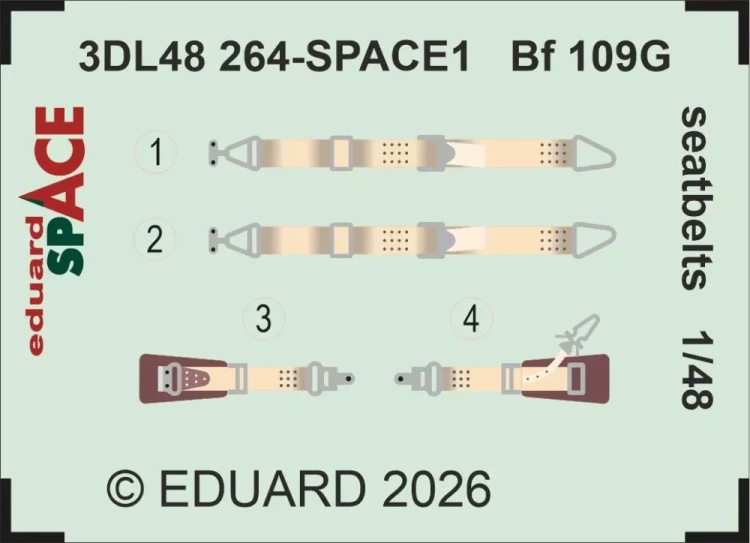 Eduard 3DL48264 Bf 109G seatbelts SPACE 1/48