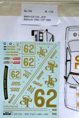 Reji Model 155 Decal BMW 635 CSi JPS (Bathurst 1984/OP 1985) 1/24