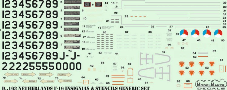Model Maker Decals D48163 Netherlands F-16 Insignia's & stencils Generic set 1/48