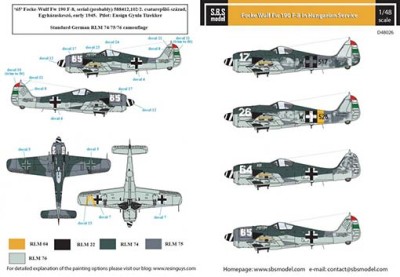 Sbs Model D48026 Декаль Fw-190 F-8 in Hungarian Service 1/48
