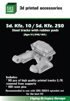 Sbs Model 3D035 Sd.Kfz.10/250 Steel tracks w/ rubber pads 3D 1/35