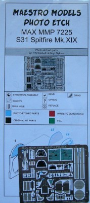 Maestro Models MMCP-7225 1/72 S31 Spitfire Mk.XIX detail PE set