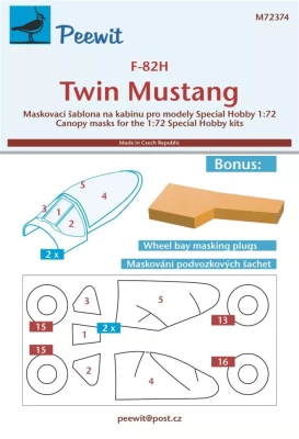 Peewit M72374 Canopy mask F-82H Twin Mustang (SP.HOB.) 1/72