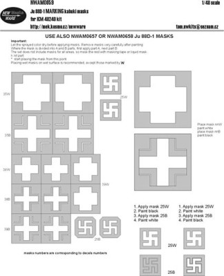 New Ware NWA-M0659 1/48 Mask Junkers Ju 88D-1 MARKING (ICM 48240)