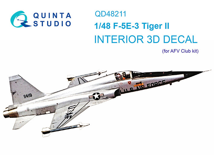 Quinta studio QD48211 F-5E-3 Tiger II (AFV Club) 3D Декаль интерьера кабины 1/48