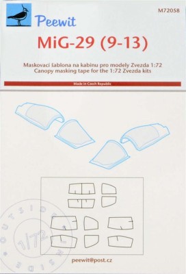 Peewit PW-M72058 1/72 Canopy mask MiG-29 9-13 (ZVEZDA)