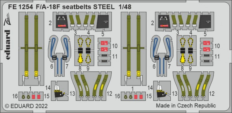 Eduard FE1254 F/A-18F seatbelts STEEL (MENG) 1/48