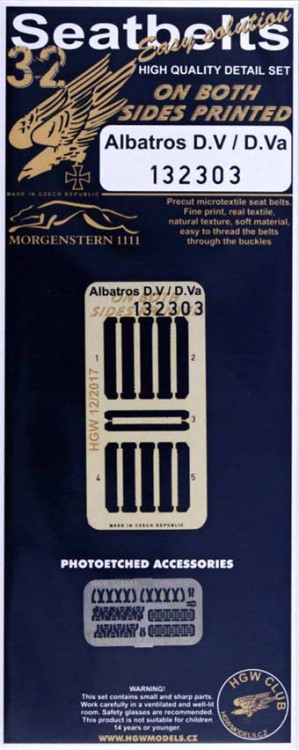 HGW 132303 Seatbelts Albatros D.V / D.Va (2 sided) 1/32