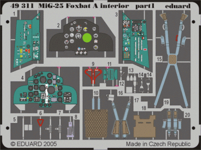 Eduard 49311 MiG-25 Foxbat A interior REV