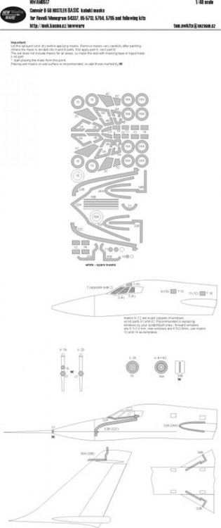 New Ware NWA-M0517 1/48 Mask Convair B-58 Hustler BASIC (REV/MONO)