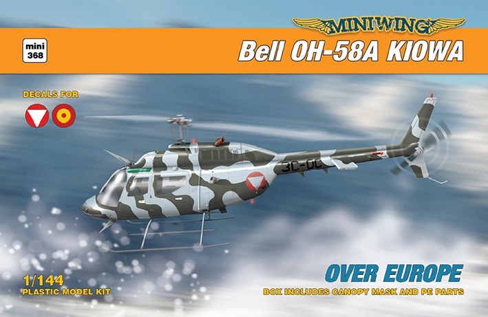 Miniwing Plastic MINI368 Bell OH-58A KIOWA / over Europe 1 kit boxed, 2 decal versions, canopy mask, PE Parts 1/144