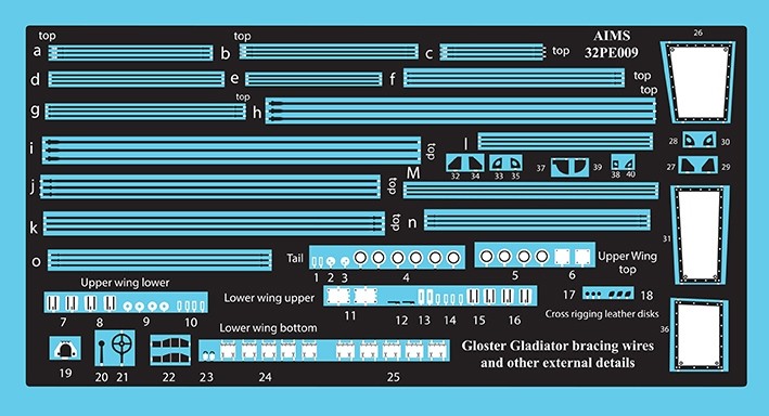 Aims AIMS32PE09 Gloster Gladiator Mk.I/Mk.II/Sea bracing wires (designed to be used with ICM UA UK and Revell kits) 1/32