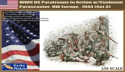 Gecko Models 35GM0043 Фигурки WWII US Paratroops in Action w/Cushman Parascooter, NW Europe,1944 Set 3 1/35