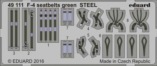 Eduard 49111 F-4 seatbelts green STEEL 1/48