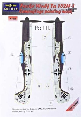 Lf Model M7258 Mask Focke Wulf ta 152H-1 Camouflage part 2 1/72