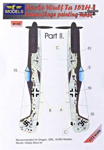 Lf Model M7258 Mask Focke Wulf ta 152H-1 Camouflage part 2 1/72