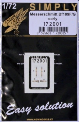 HGW 172001 Seatbelts Bf 109F/G early (SIMPLY) 1/72