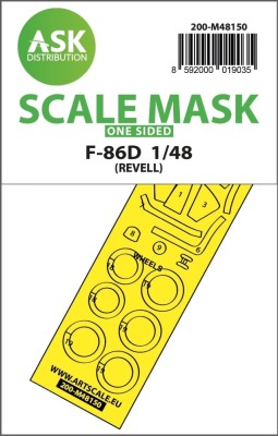 Art Scale 200-M48150 North-American F-86D Sabre wheels and canopy frame paint mask (outside only) 1/48