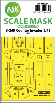 Art Scale 200-M48256 Douglas B-26K Counter Invader canopy frame paint mask (inside and outside) 1/48