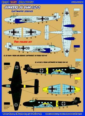 Kora Model C7278 Ju 86M-1&amp;Z-2 Luftwaffe Conv.set (ITA) 1/72