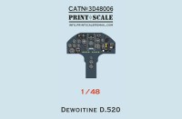 Print Scale 3D48006 Instrumental panel Dewoitine D. 520 (designed to be used with Tamiya kits) 1/48