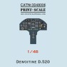 Print Scale 3D48006 Instrumental panel Dewoitine D. 520 (designed to be used with Tamiya kits) 1/48