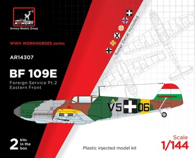 Armory AR14307 Messerschmitt Bf-109E &quot;Foreign Service Aces&quot;, Pt.2 - Hungary, Slovakia, Bulgaria, Romania, Croatia plastic injected kit with PE parts 1/144