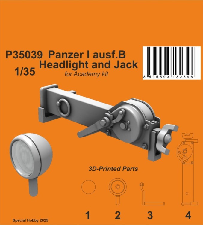 CMK P35039 Panzer I Ausf.B - Headlight and Jack (ACAD) 1/35