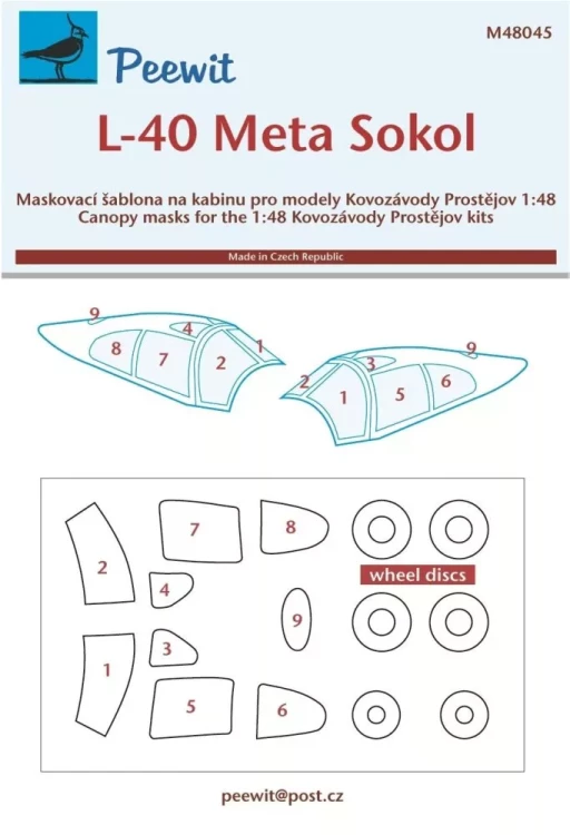Peewit M48045 Canopy mask L-40 Meta Sokol (KP) 1/48