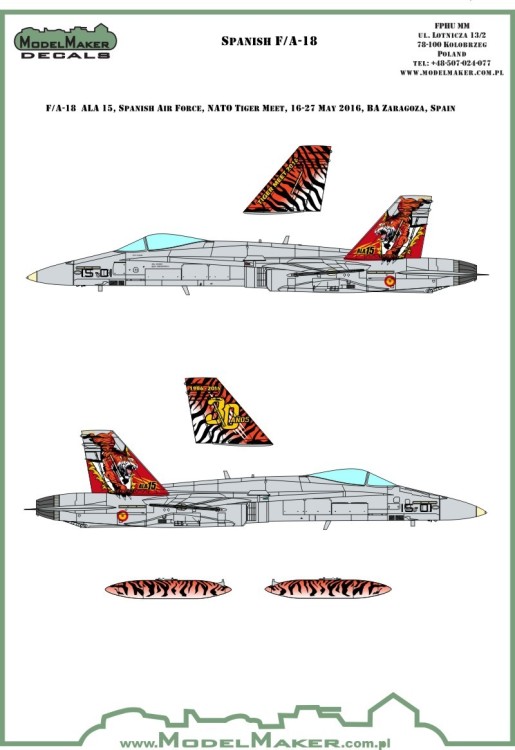 Model Maker Decals D72090A SPAIN McDonnell-Douglas F/A-18A Hornet 30 YEARS OF ALA 15 - NTM 2016 1/72