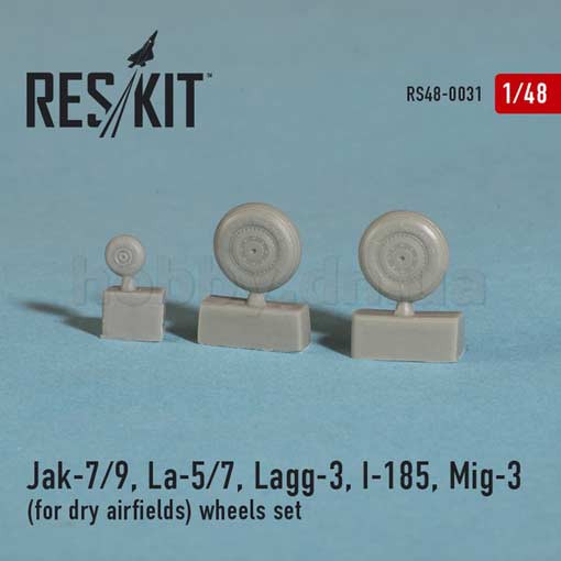 ResKit RS48-0031 Jak-7/9, La-5/7, Lagg-3, I-185, Mig-3 (for dry airfields) wheels set 1/48