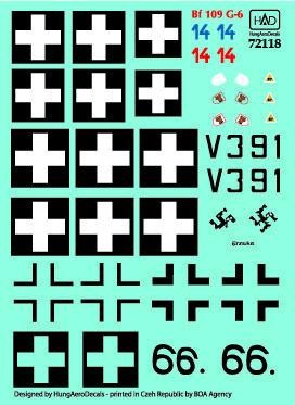 HAD 72118 Decal Bf 109 G-6 (66 Erzsike, 14, V391) 1/72
