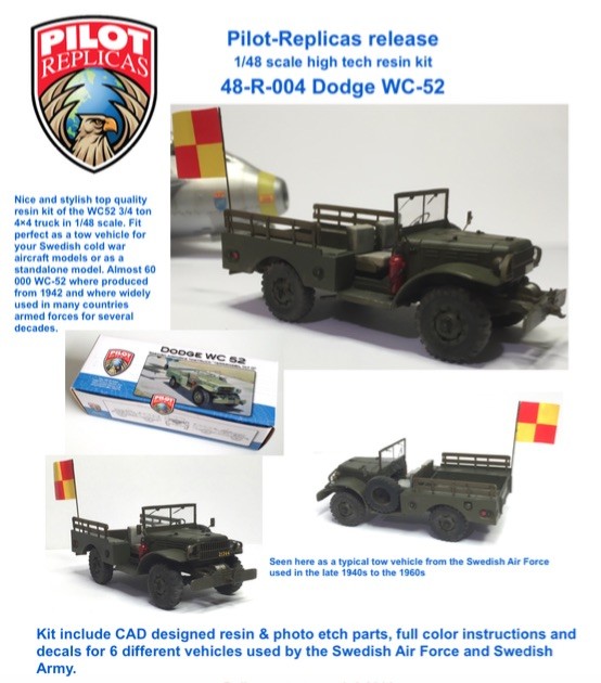 Pilot Replicas PR48R-004 Dodge WC-52 tow truck jeep 1/48