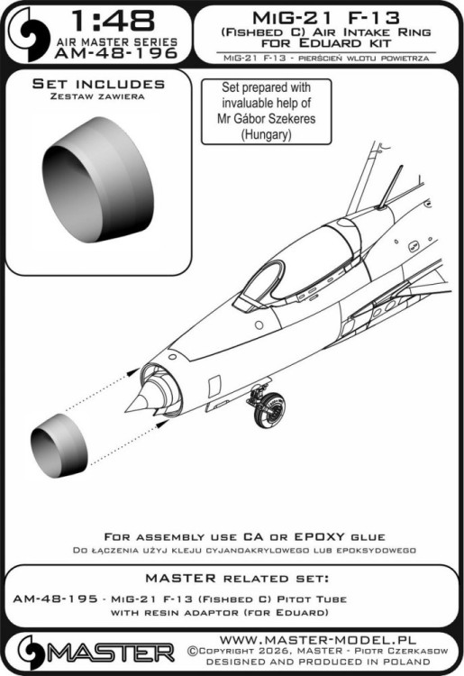 Master 48196 MiG-21 F-13 (Fishbed C) metal air intake ring 1/48