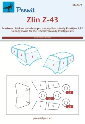 Peewit M72375 Canopy mask Zlin Z-43 (KP) 1/72