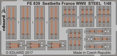 Eduard FE839 Seatbelts France WWII STEEL 1/48