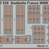Eduard FE839 Seatbelts France WWII STEEL 1/48