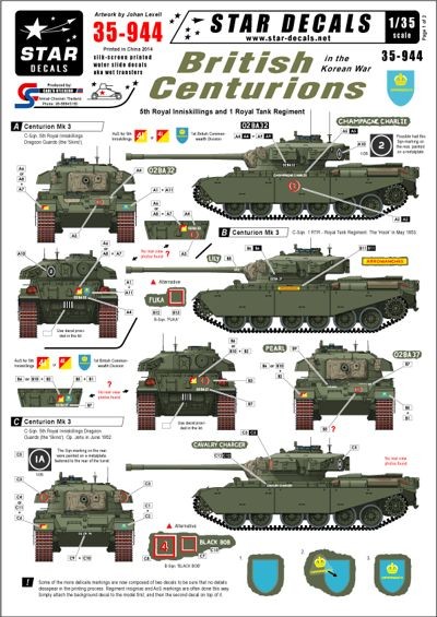 Star Decals STAR35944 British Centurions in the Korean war 1/35