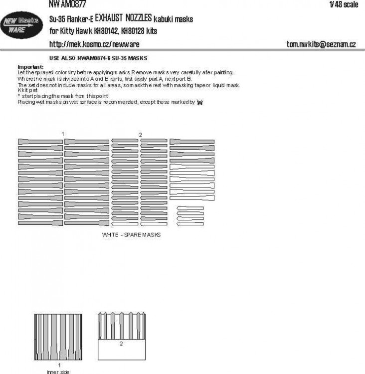 New Ware NWA-M0877 Mask Su-35 Flanker-E EXHAUST NOZZLES (KITTYH) 1/48