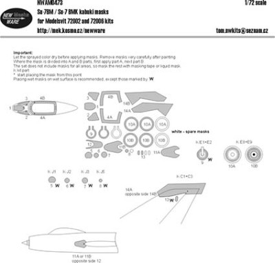 New Ware NWA-M0473 1/72 Mask Su-7BM/BMK (MSVIT)