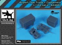 Black Dog A44002 Airport tow truck + containers (3D-Printed) 1/144