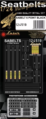 HGW 124519 Seatbelts Sabelts 6 point Black (laser) 1/24