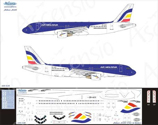 Ascensio 320-028 Airbus A320 Air Moldova 1/144