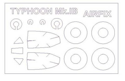 KV Models 72589 Hawker Typhoon IB/Mk.IB (AIRFIX #A02041,#A02041A,#A55208) + маски на диски и колеса AIRFIX 1/72