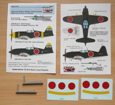 Rising Decals ACR027 Rockets for J2M3 Raiden (resin set&amp;decal) 1/72