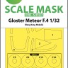 Art Scale 200-M32042 Gloster Meteor F.4 wheels and canopy frame paint masks (outside only) 1/32