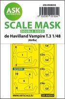 Art Scale 200-M48044 de Havilland Vampire T.3 wheels and canopy frame paint masks (inside and outside) 1/48